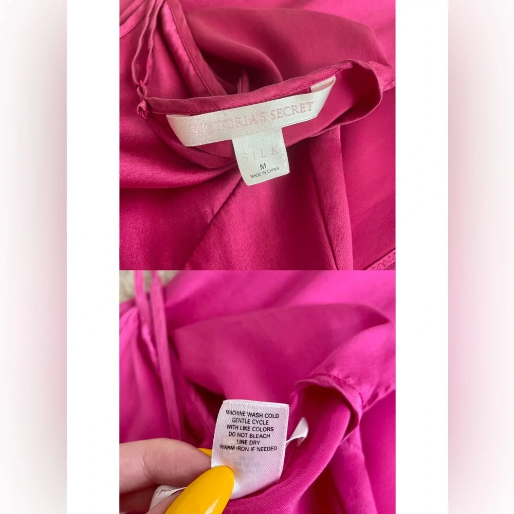 Vintage Y2K Rare Victoria Secret 100% Silk Hot Pink Maxi Slip Dress Nightgown - Picture 12 of 12